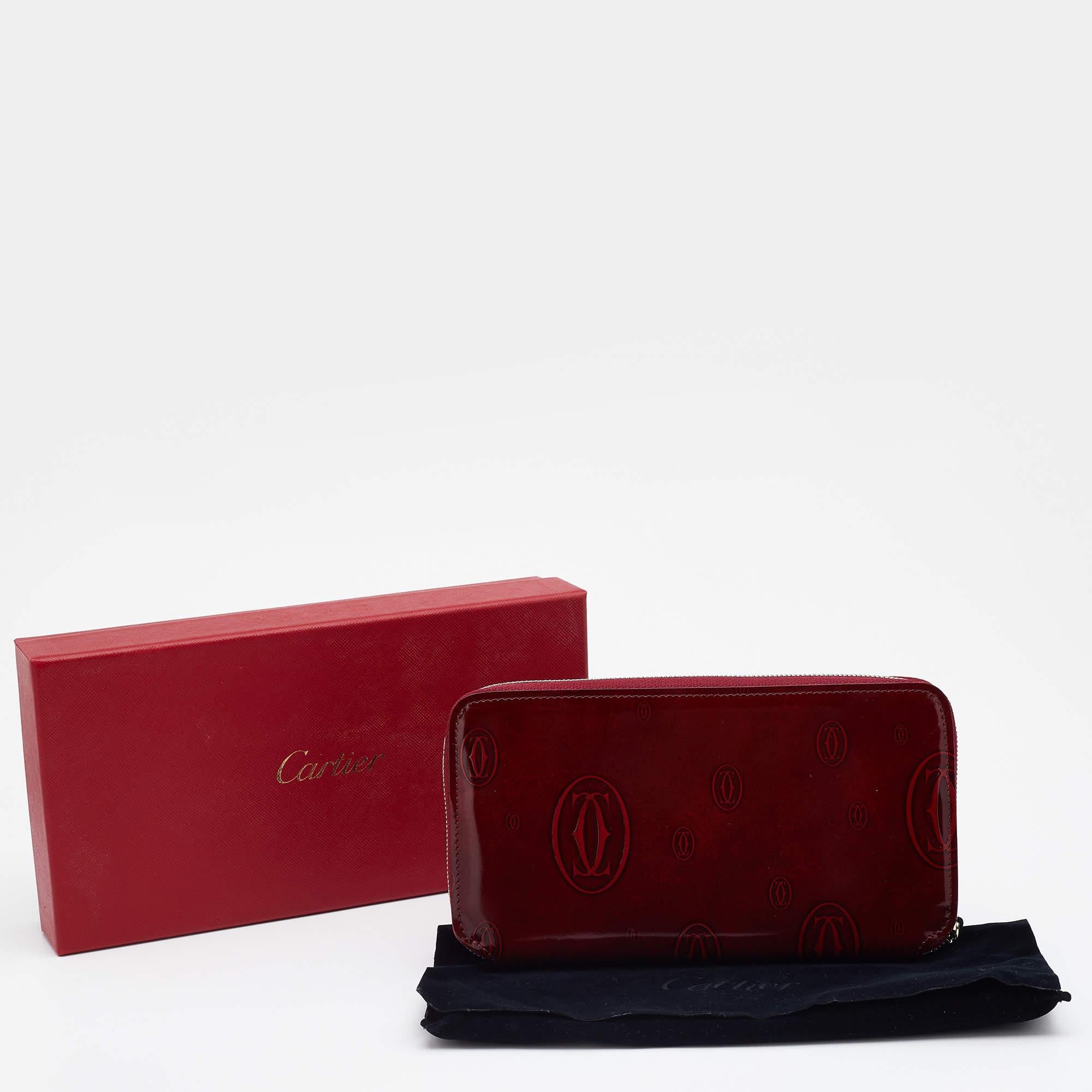Cartier Red Glossy Leather Happy Birthday Zip Around Wallet 7