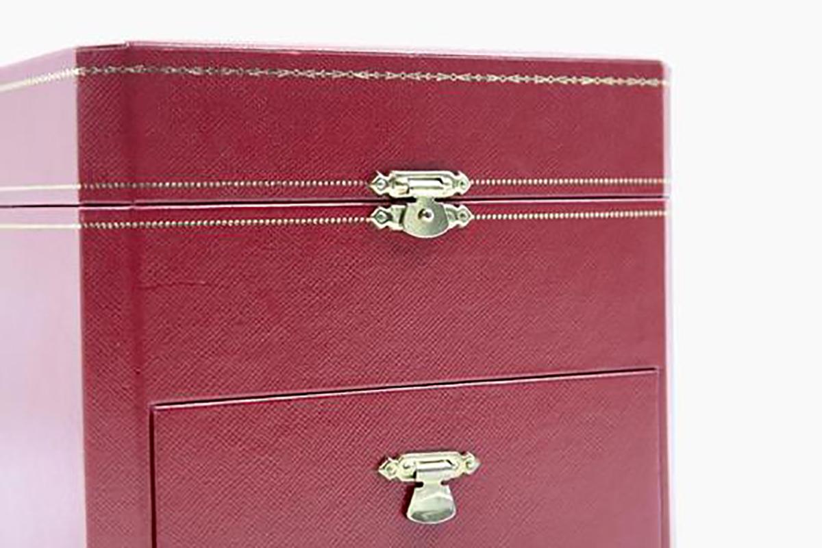 Women's or Men's Cartier Red Jewelry Storage Box with Drawer Compartments Watch