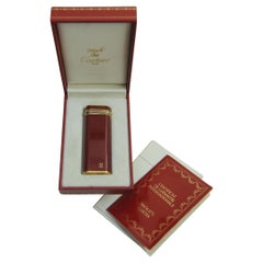 Cartier Red Lacquer 18ct Gold Plated Trinity Cigarette Lighter Box & Guarantee