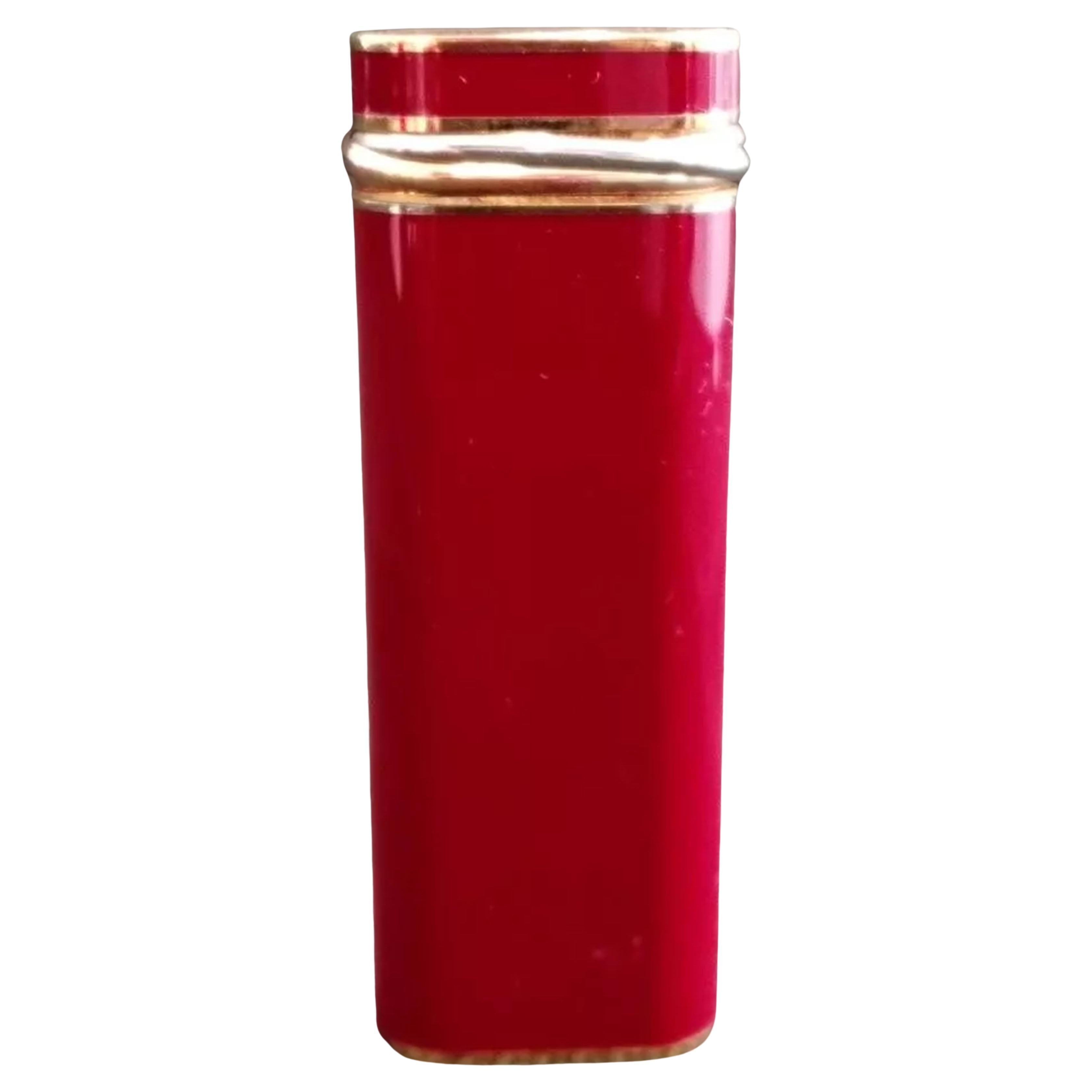 Cartier Red Lacquer 18ct Gold Plated Trinity Cigarette Lighter Box & Guarantee Francés en venta