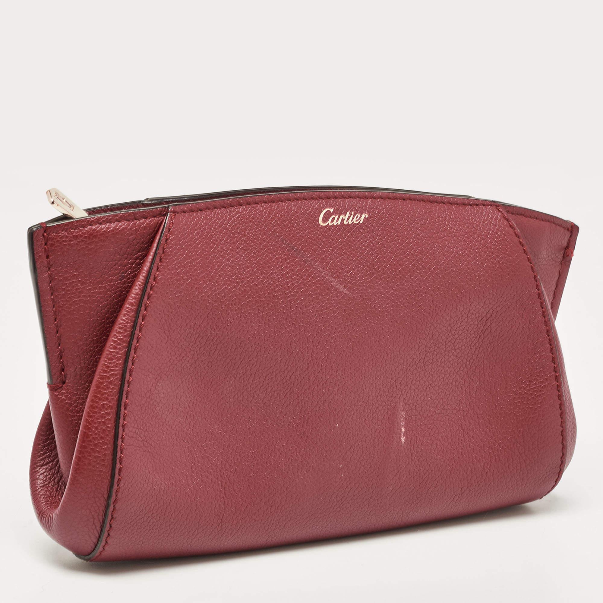 Cartier Red Leather C De Cartier Clutch In Good Condition In Dubai, Al Qouz 2