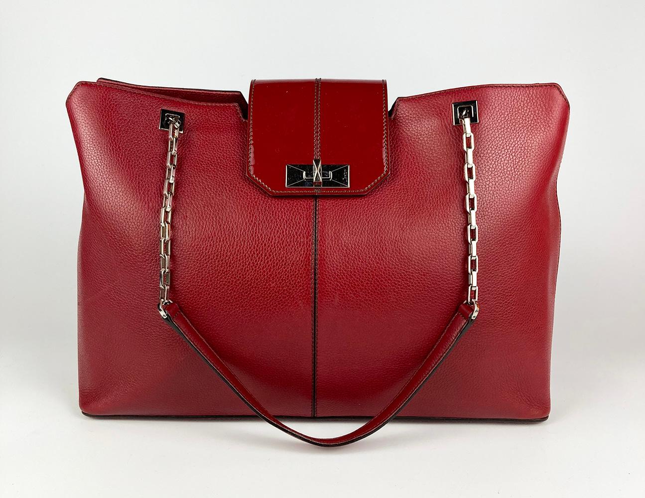 Cartier Red Leather Chain Tote For Sale 1