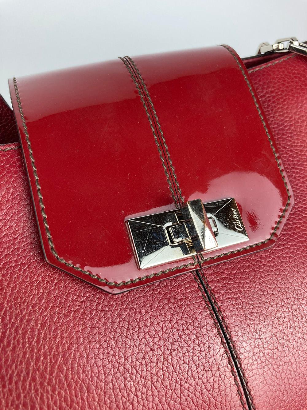 Cartier Red Leather Chain Tote For Sale 3
