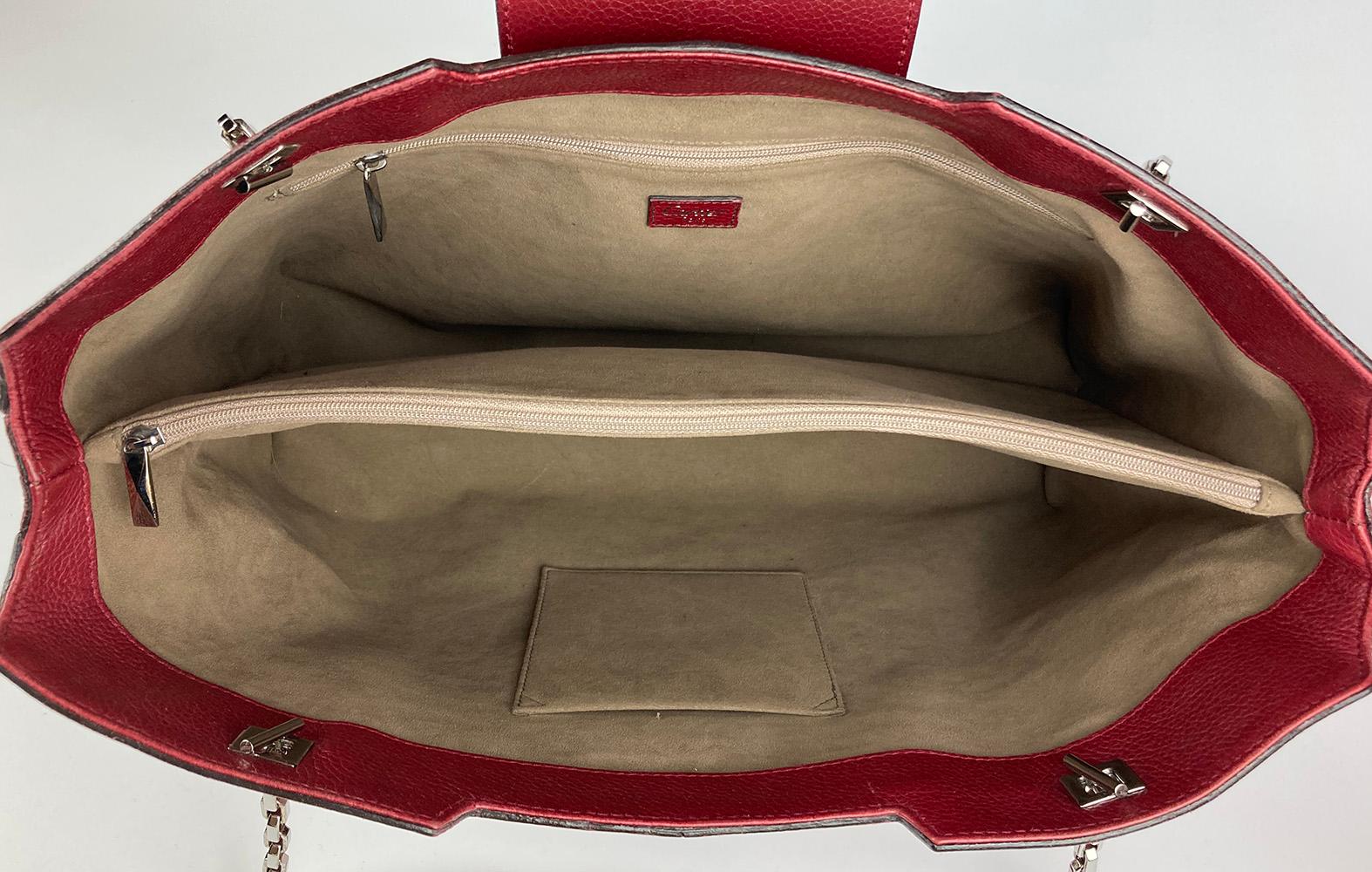 Cartier Red Leather Chain Tote For Sale 4