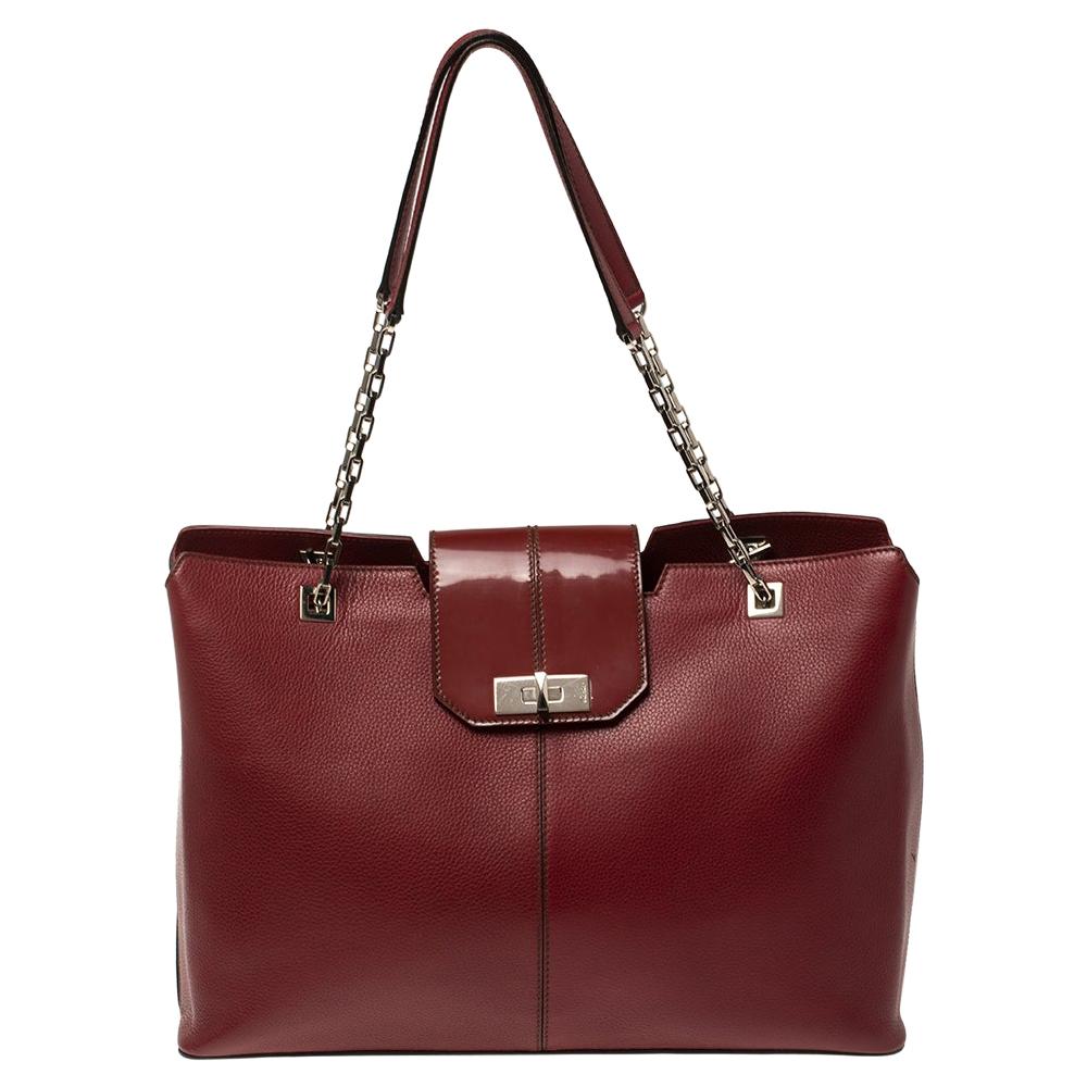 Cartier Red Leather Chain Tote