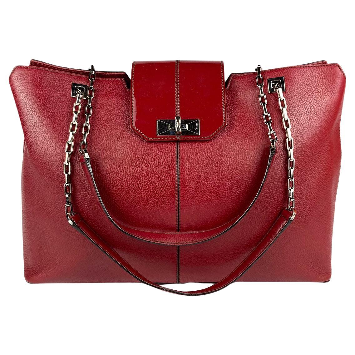Cartier Red Leather Chain Tote For Sale