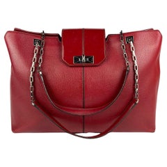 Used Cartier Red Leather Chain Tote