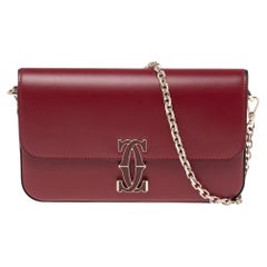 Cartier Red Leather Double C De Cartier Chain Shoulder Bag