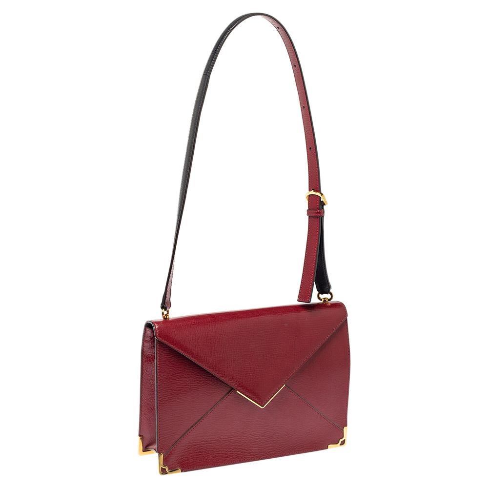 Brown Cartier Red Leather Envelope Shoulder Bag