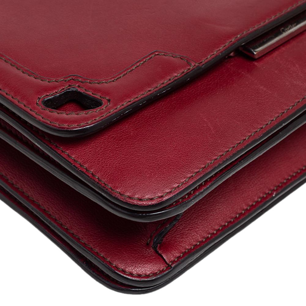 Cartier Red Leather Flap Shoulder Bag 1