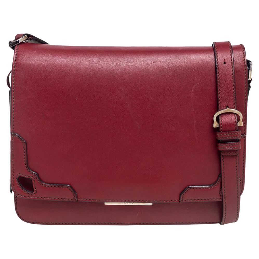 Cartier Red Leather Flap Shoulder Bag