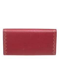 Cartier Red Leather Guirlande de Cartier Continental Wallet