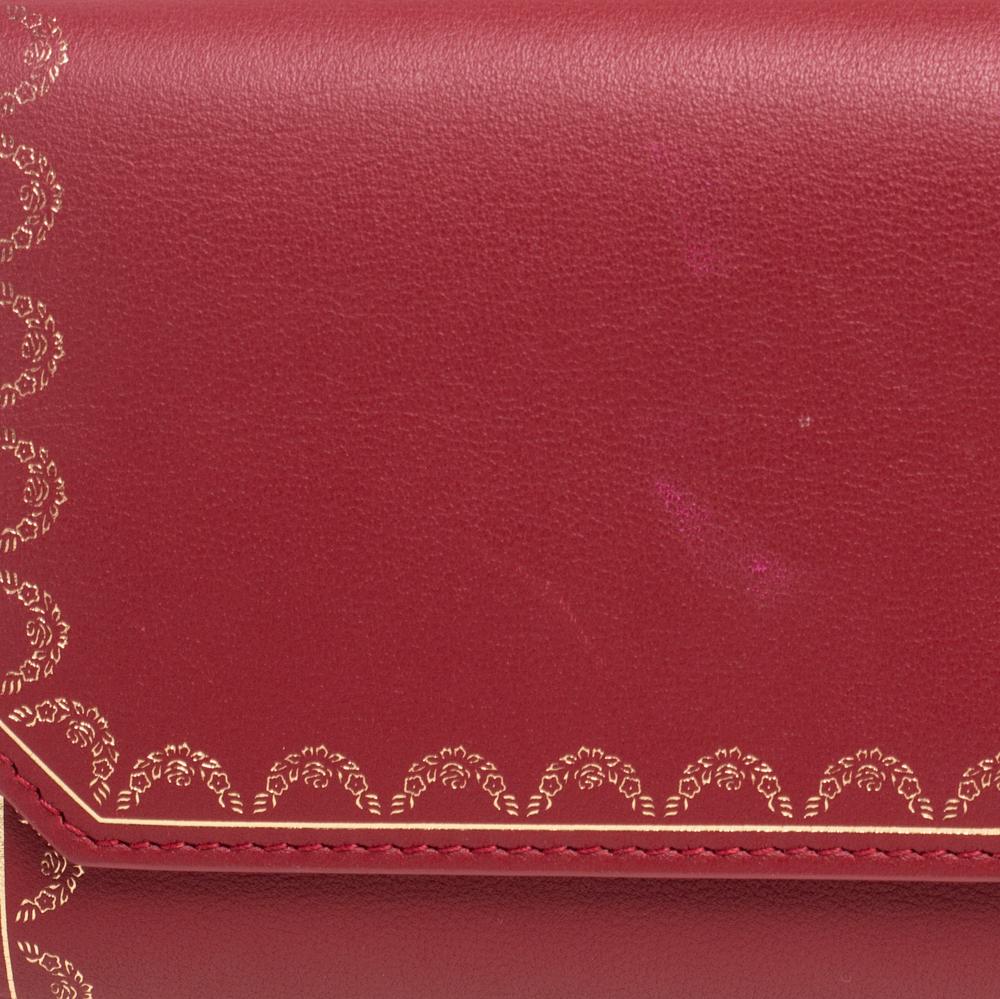 Cartier Red Leather Guirlande de Cartier Continental Wallet 3