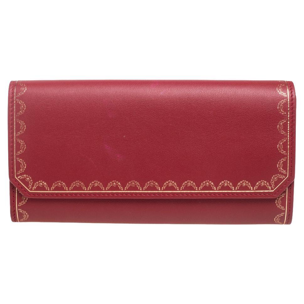 Cartier Red Leather Guirlande de Cartier Continental Wallet