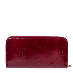Cartier Red Leather Happy Birthday Zip Around Wallet