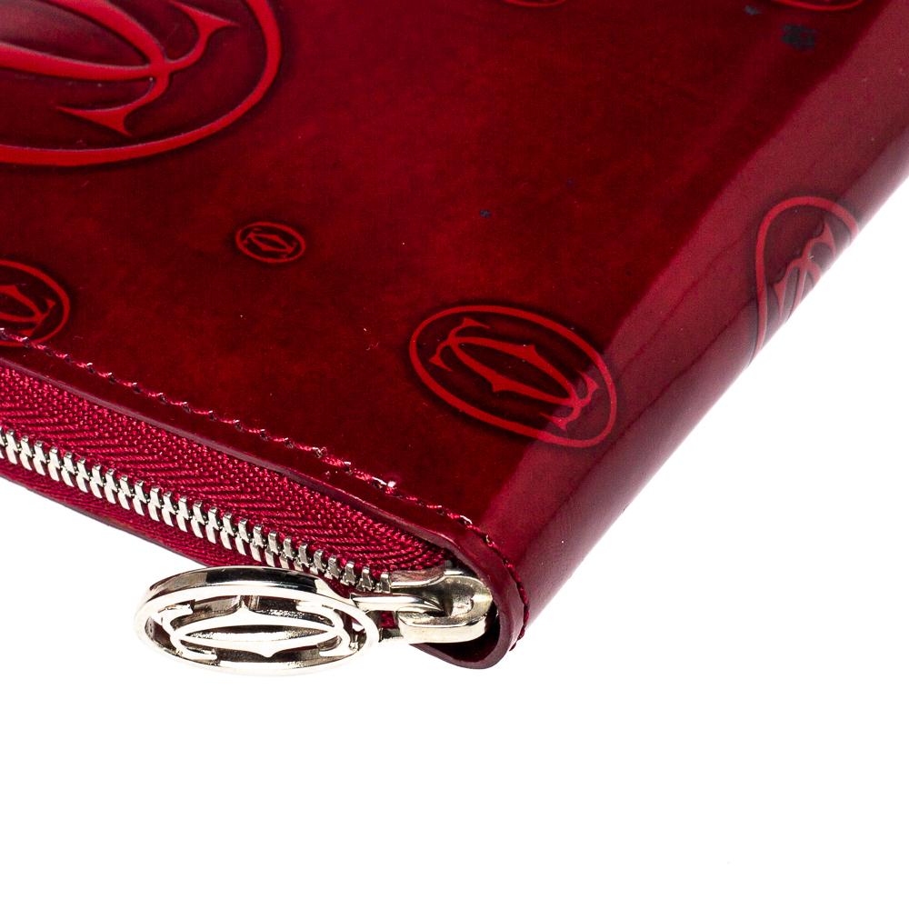 Cartier Red Leather Happy Birthday Zip Around Wallet 2