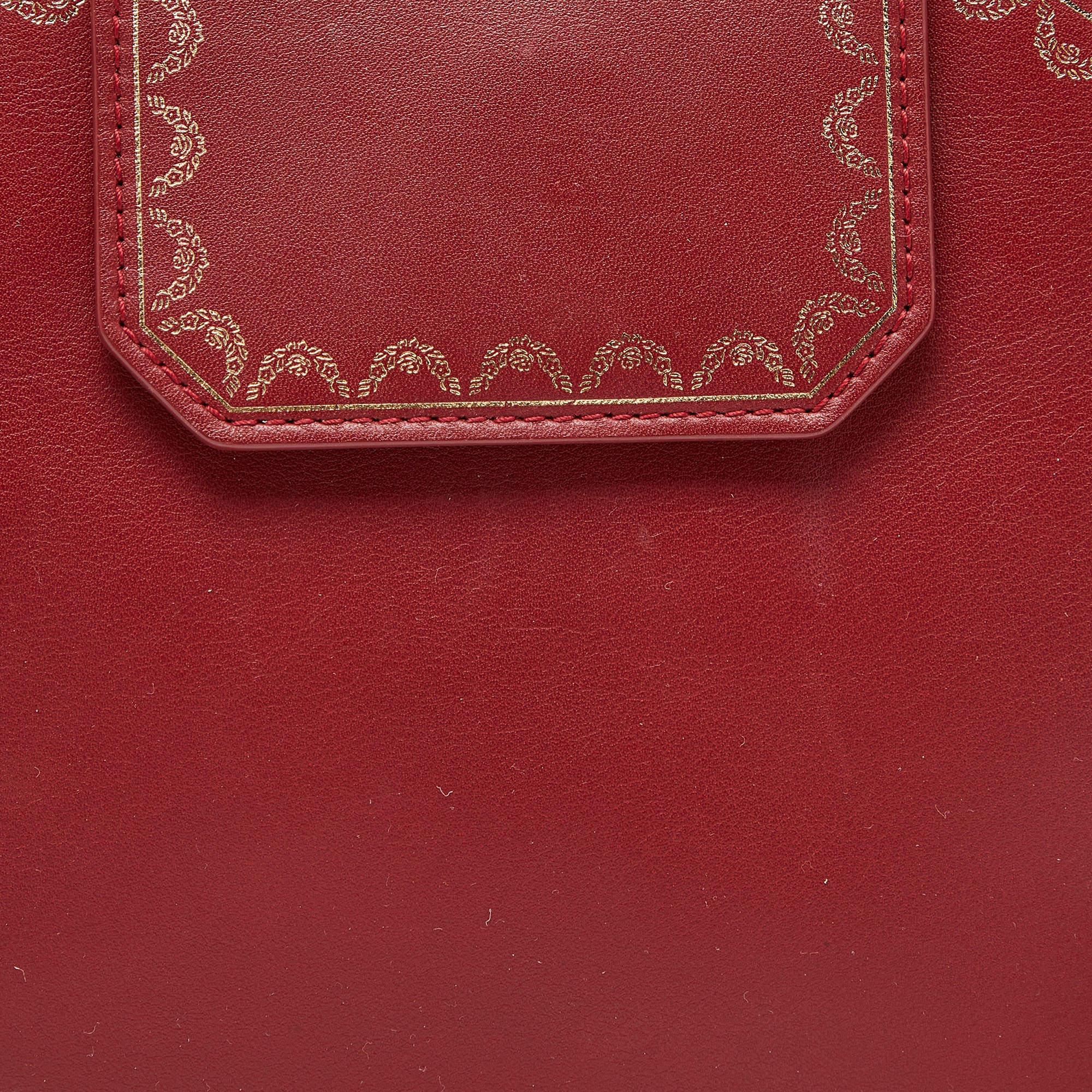 Cartier Red Leather Mini Guirlande De Cartier Top Handle Bag 6
