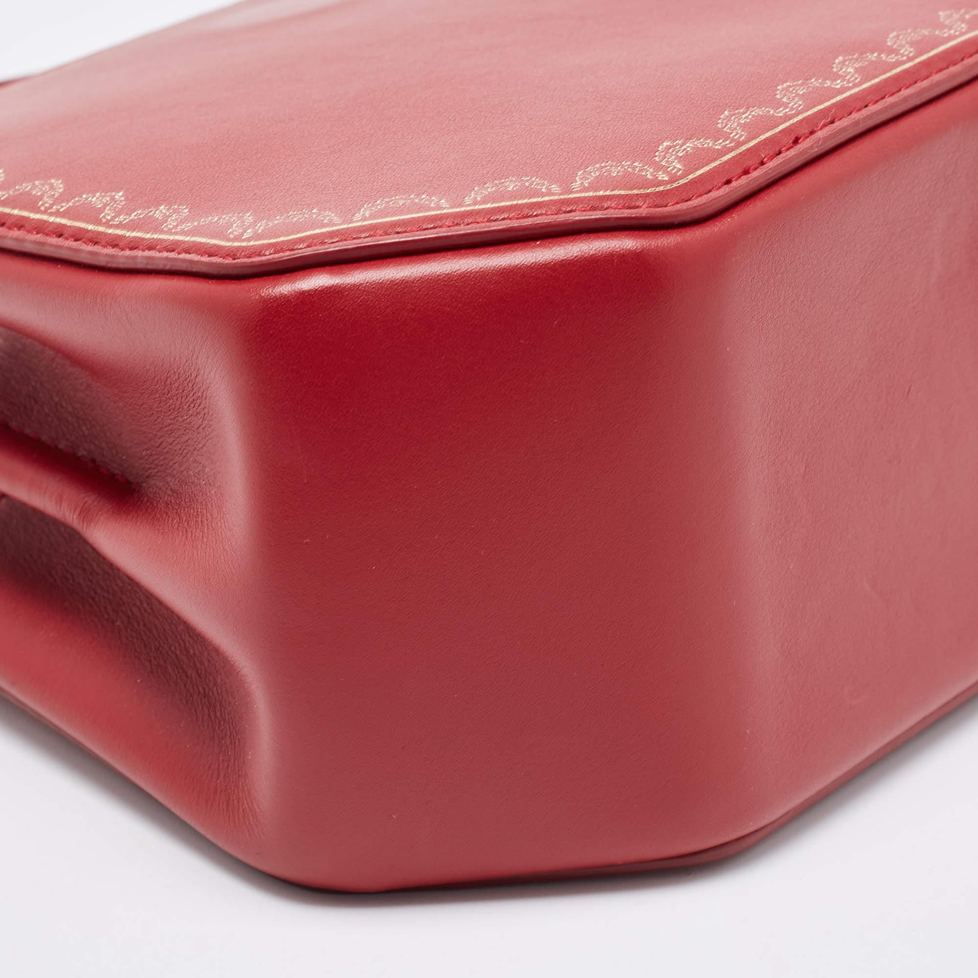Cartier Red Leather Mini Guirlande De Cartier Top Handle Bag 6