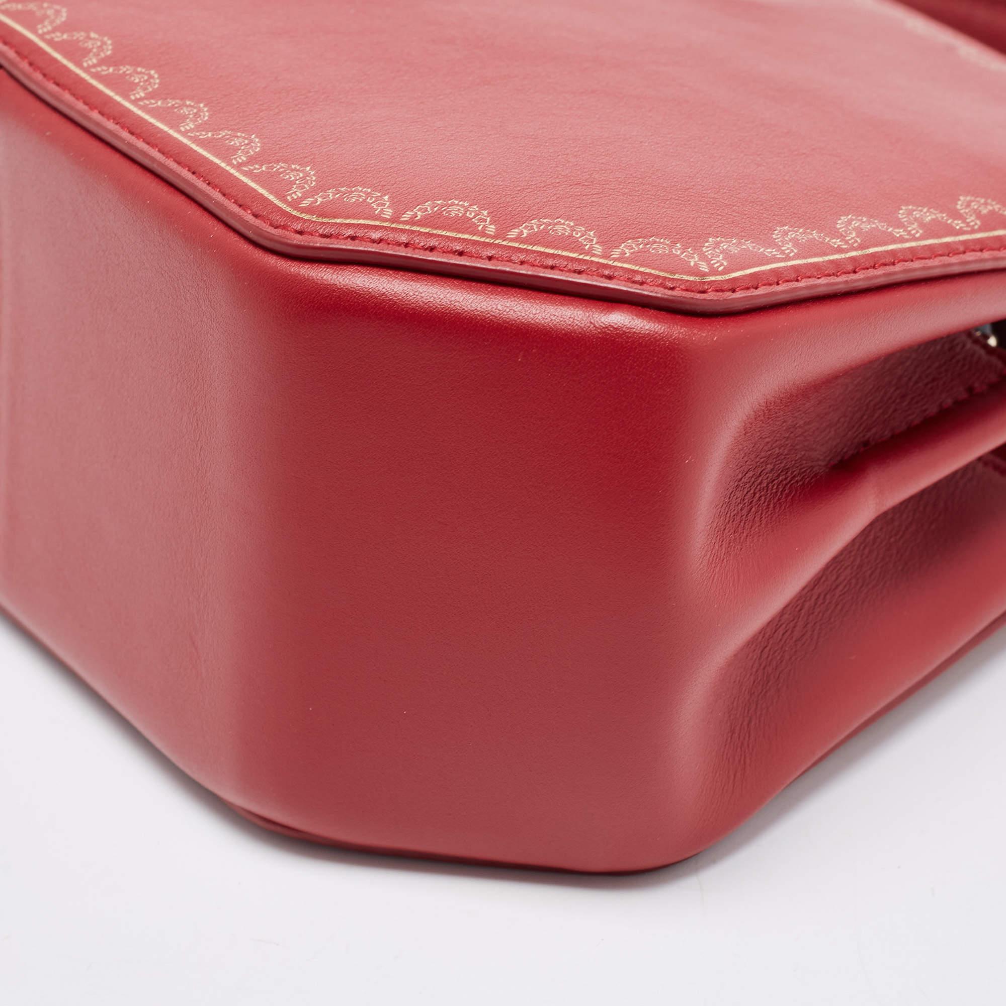 Cartier Red Leather Mini Guirlande De Cartier Top Handle Bag 7