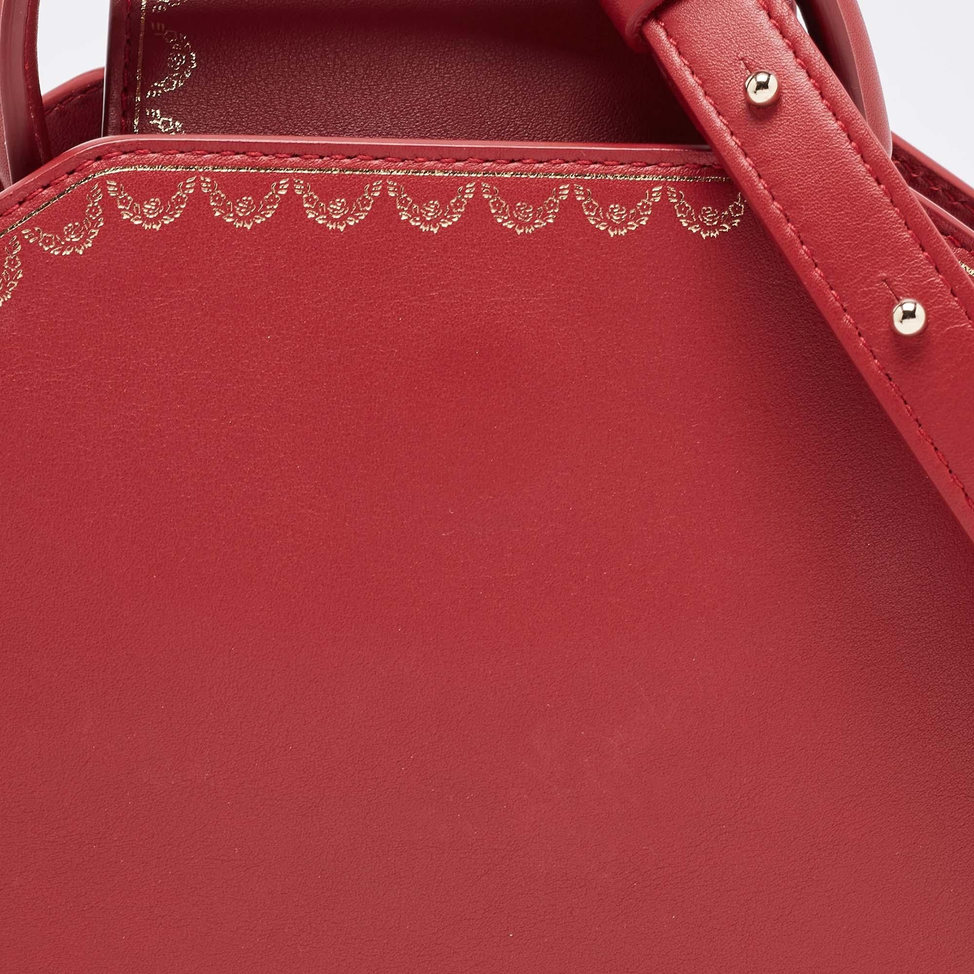 Cartier Red Leather Mini Guirlande De Cartier Top Handle Bag 9