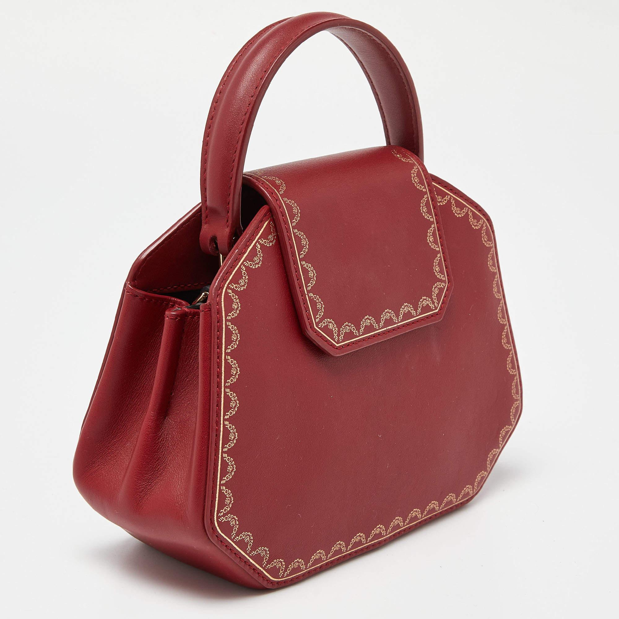Women's Cartier Red Leather Mini Guirlande De Cartier Top Handle Bag