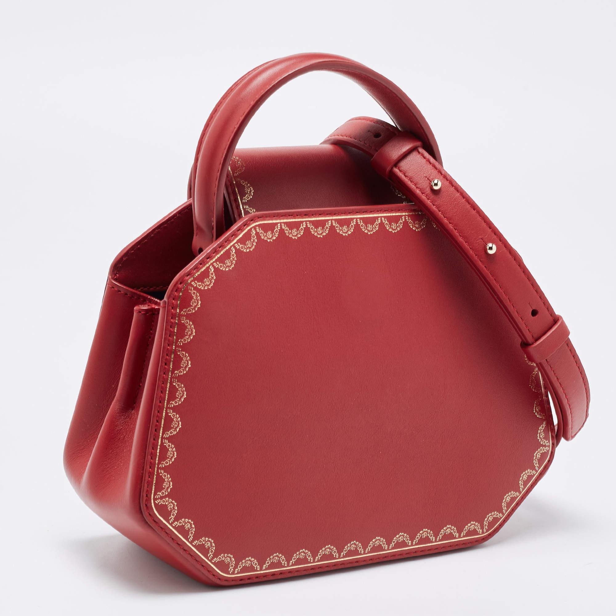 Women's Cartier Red Leather Mini Guirlande De Cartier Top Handle Bag