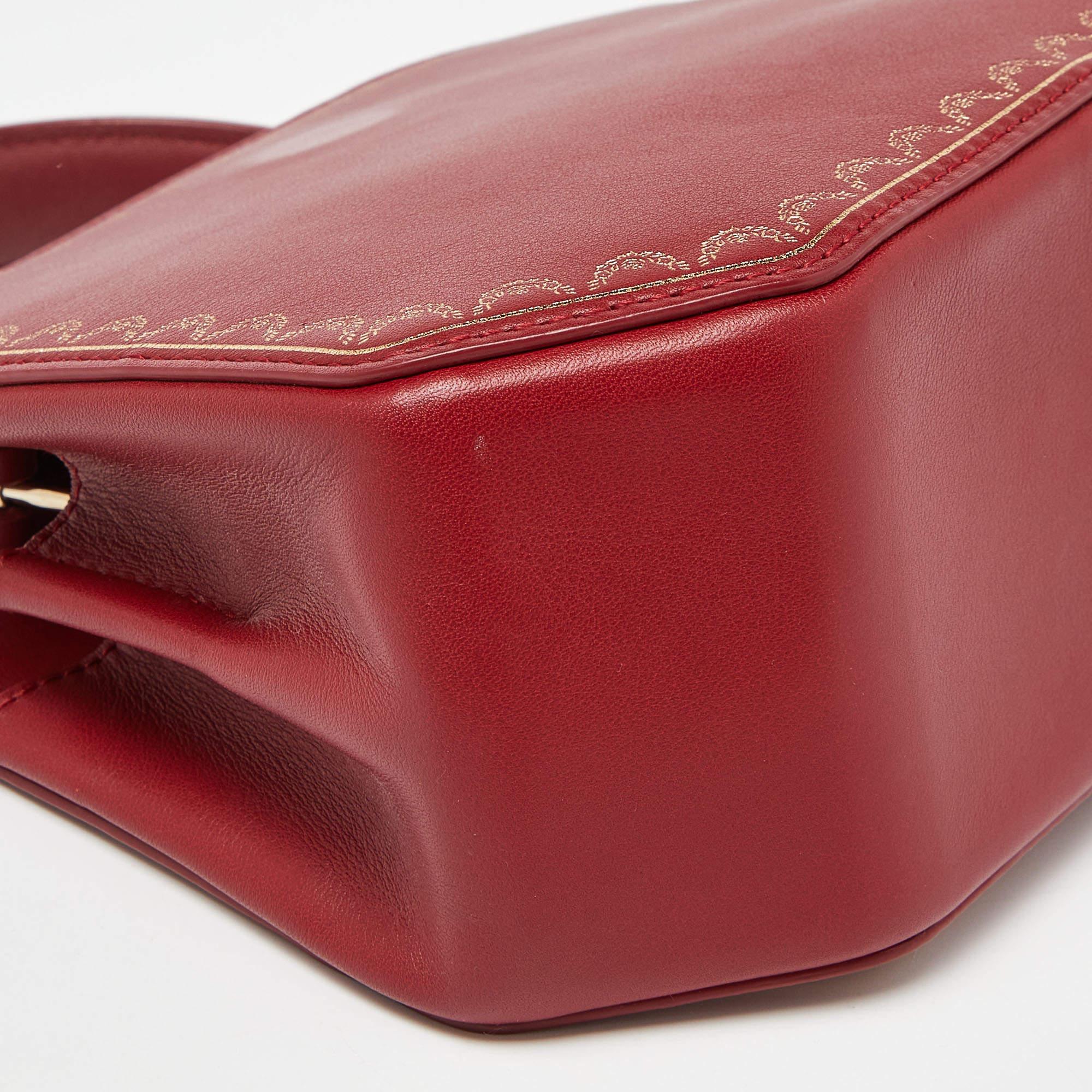 Cartier Red Leather Mini Guirlande De Cartier Top Handle Bag 4