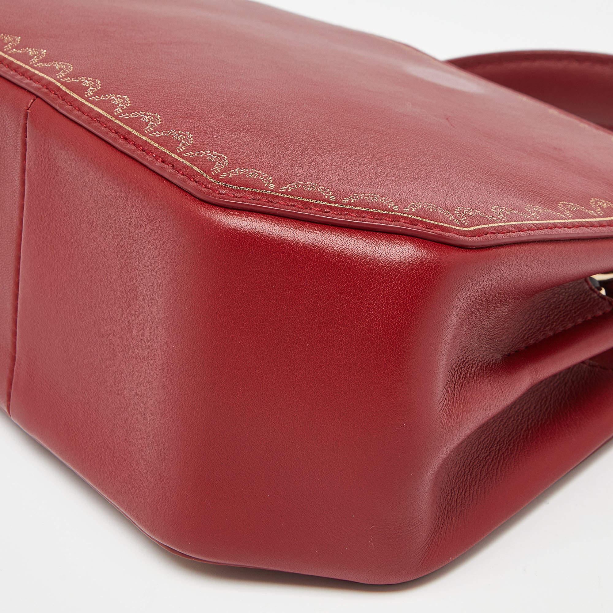 Cartier Red Leather Mini Guirlande De Cartier Top Handle Bag 5