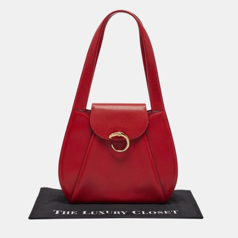Cartier Red Leather Panthere Shoulder Bag For Sale 9