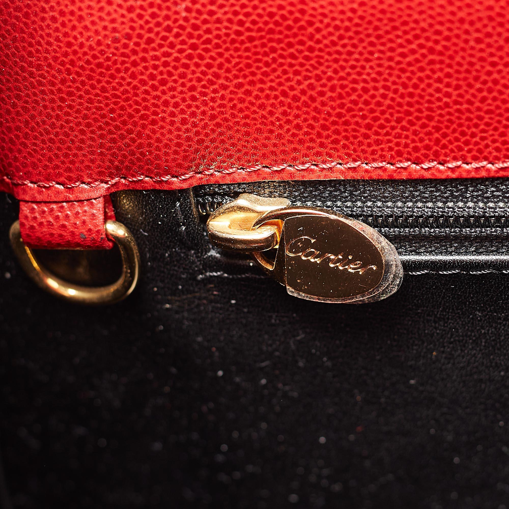 Cartier Rote Panther-Umhängetasche aus Leder Damen im Angebot