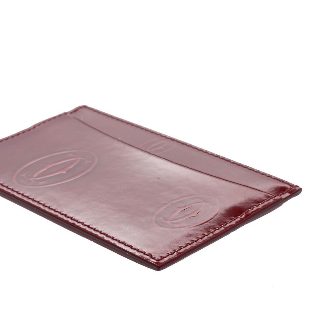 Cartier Red Patent Leather Happy Birthday Card Holder In Excellent Condition In Dubai, Al Qouz 2