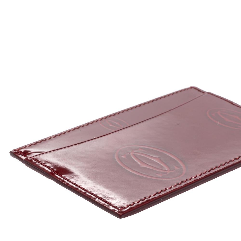Cartier Red Patent Leather Happy Birthday Card Holder In Excellent Condition In Dubai, Al Qouz 2