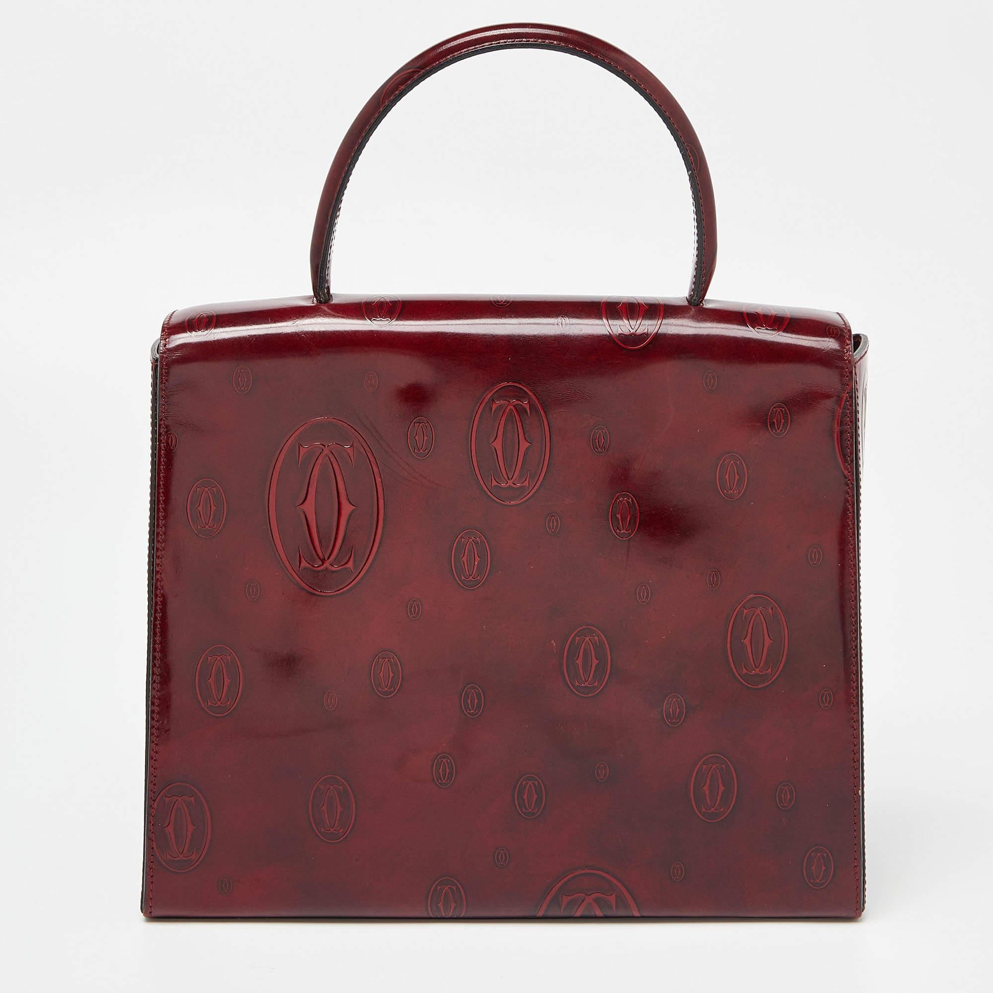 Cartier Red Patent Leather Happy Birthday Top Handle Bag In Fair Condition In Dubai, Al Qouz 2