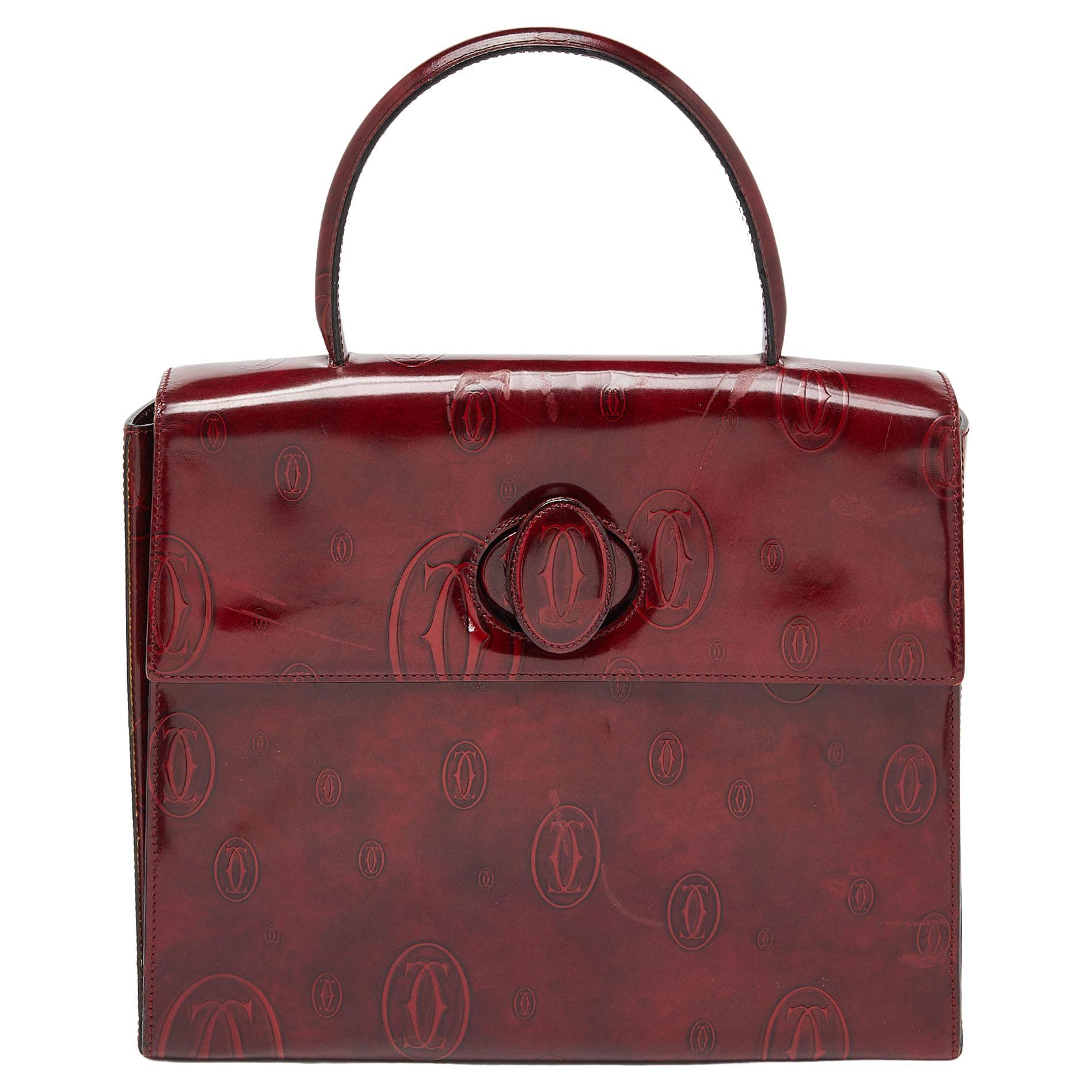 Cartier Red Patent Leather Happy Birthday Top Handle Bag