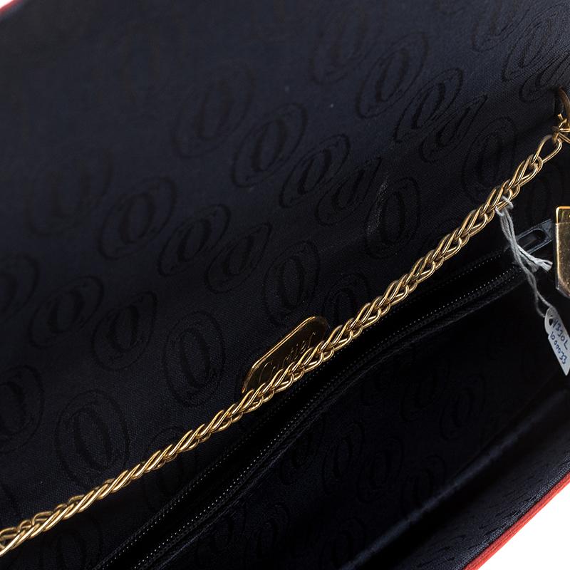 Cartier Red Printed Canvas Chain Clutch 1