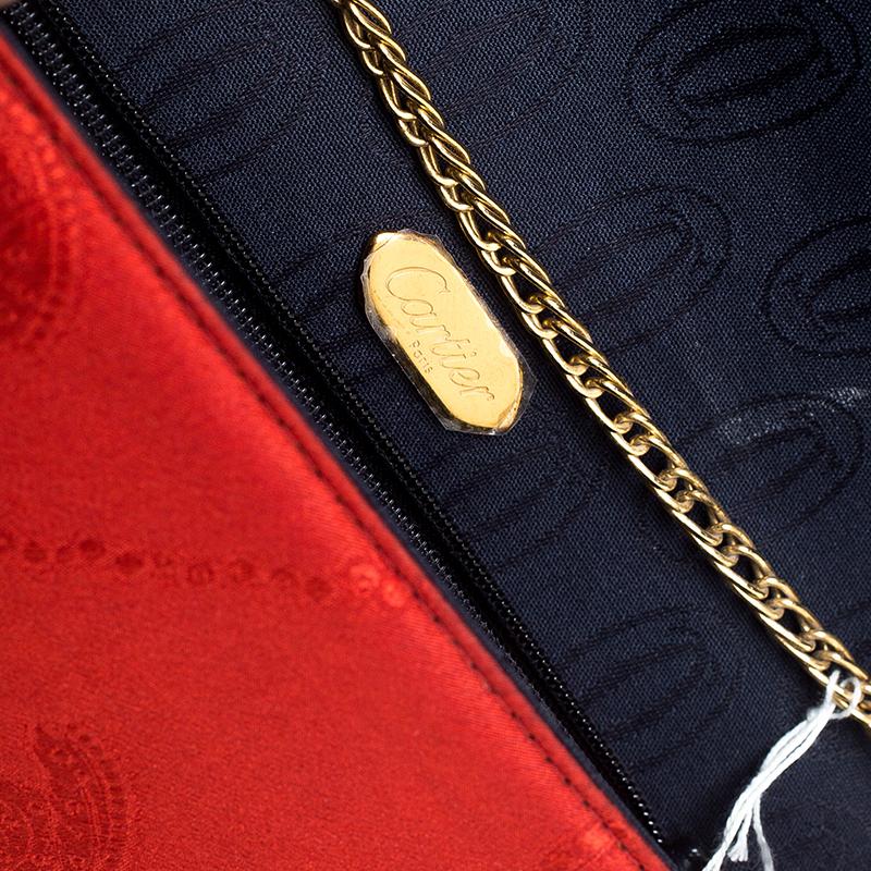 Cartier Red Printed Canvas Chain Clutch 2