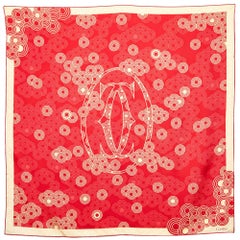 Cartier Red/Yellow Circle Print Silk Square Scarf