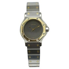 Cartier Ref 0907 Ladies Santos Octagon 18K Yellow Gold Stainless Steel