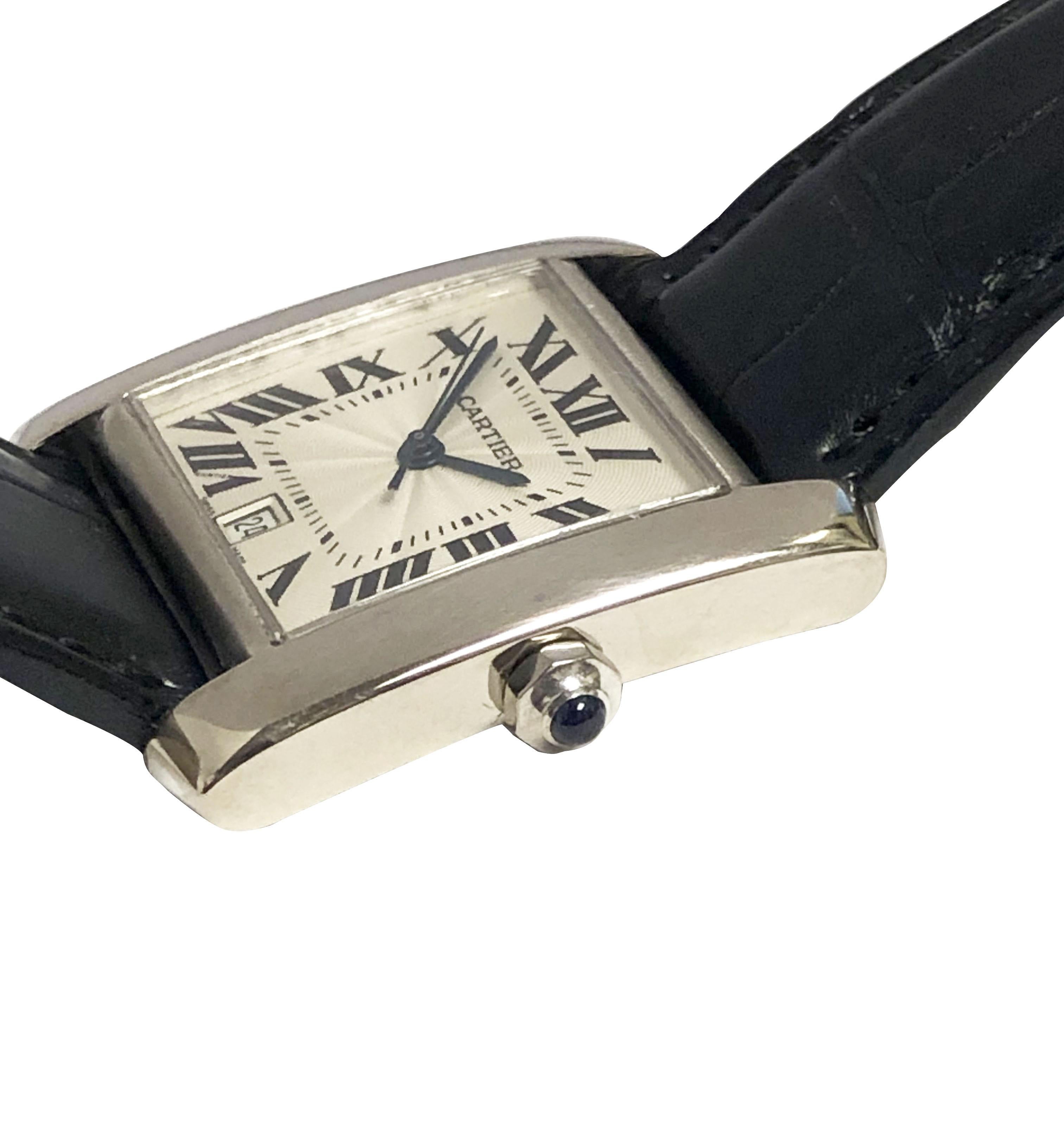 Cartier Ref 2366 Tank Francaise White Gold Mid Size Automatic Wrist Watch In Excellent Condition In Chicago, IL