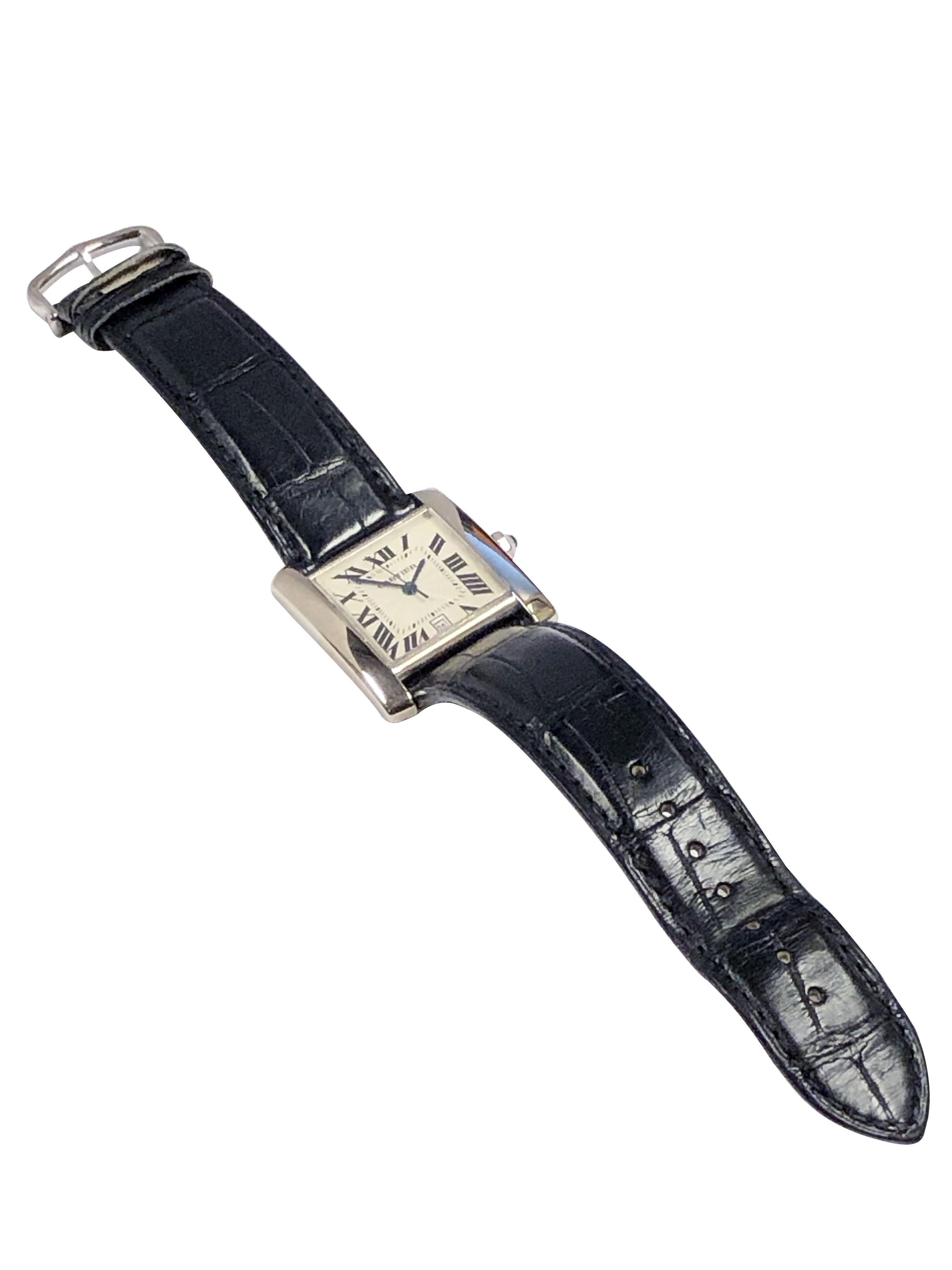Cartier Ref 2366 Tank Francaise White Gold Mid Size Automatic Wrist Watch 4