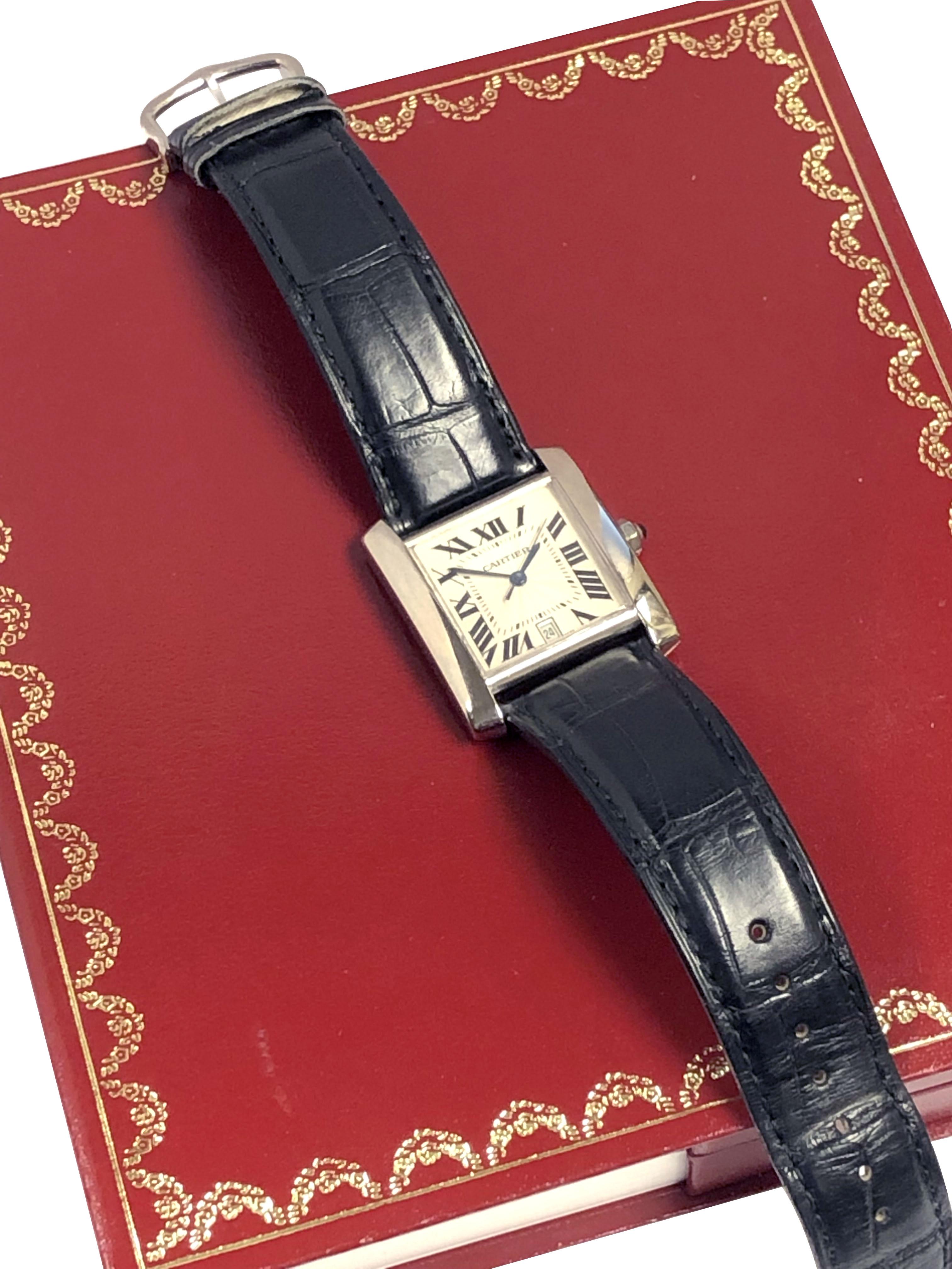 Cartier Ref 2366 Tank Francaise White Gold Mid Size Automatic Wrist Watch 5