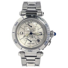 Used Cartier Ref 2388 Automatic Power Reserve Calendar Steel Wrist Watch 