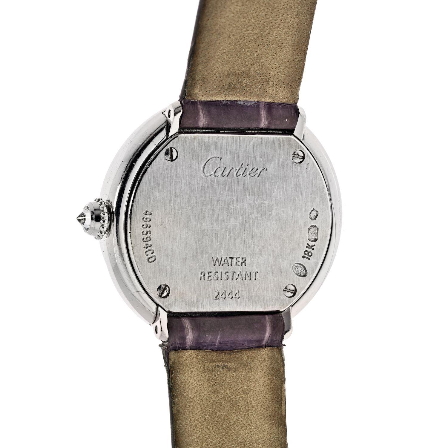 Modern Cartier Ref 2444 18K White Gold Trinity Diamond Ladies Wrist Watch