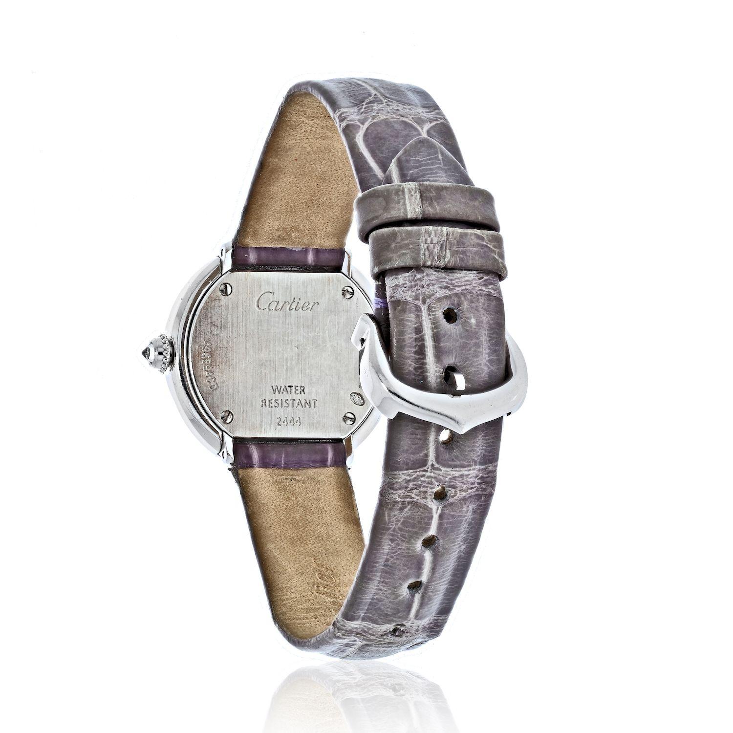 Round Cut Cartier Ref 2444 18K White Gold Trinity Diamond Ladies Wrist Watch
