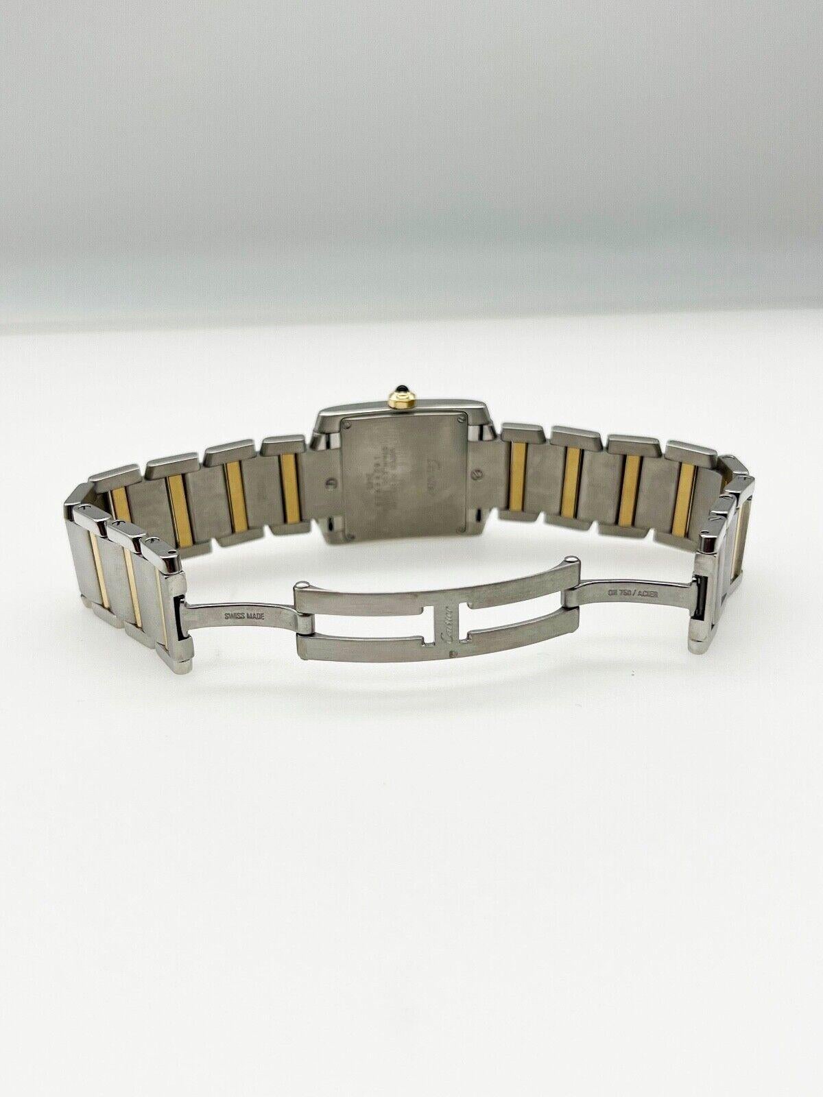 Women's or Men's Cartier Ref 2465 Tank Française Midsize 18k Yellow Gold Stainless Steel For Sale