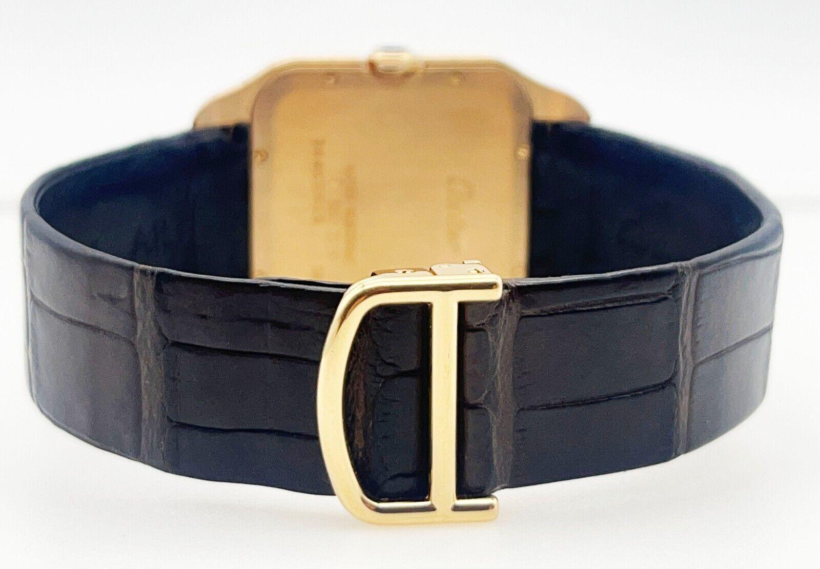 Cartier Ref 2650 W2006951 Santos Dumont 18 Rose Gold Leather Strap In Excellent Condition For Sale In San Diego, CA
