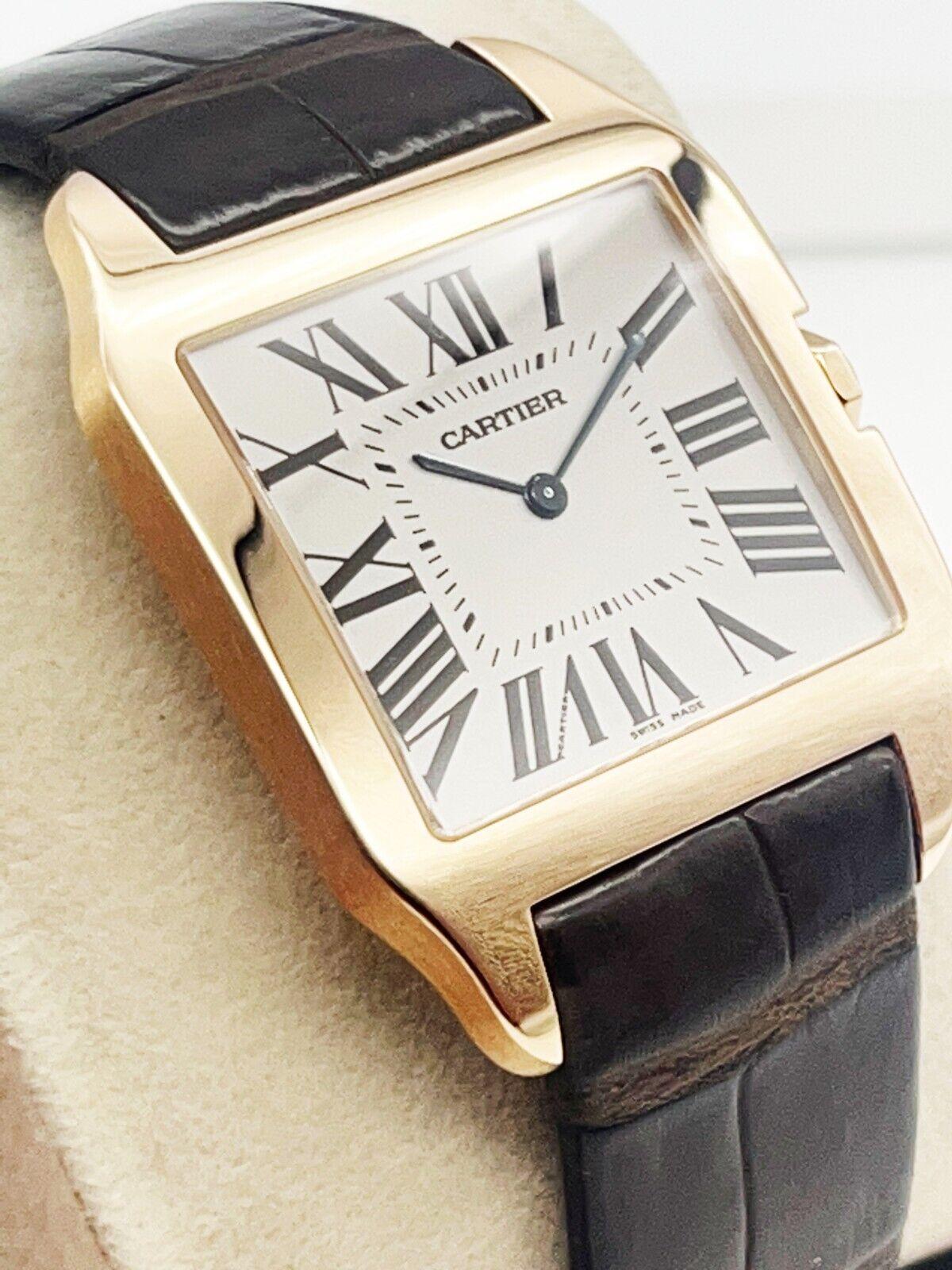 Cartier Ref 2650 W2006951 Santos Dumont 18 Rose Gold Leather Strap For Sale 3