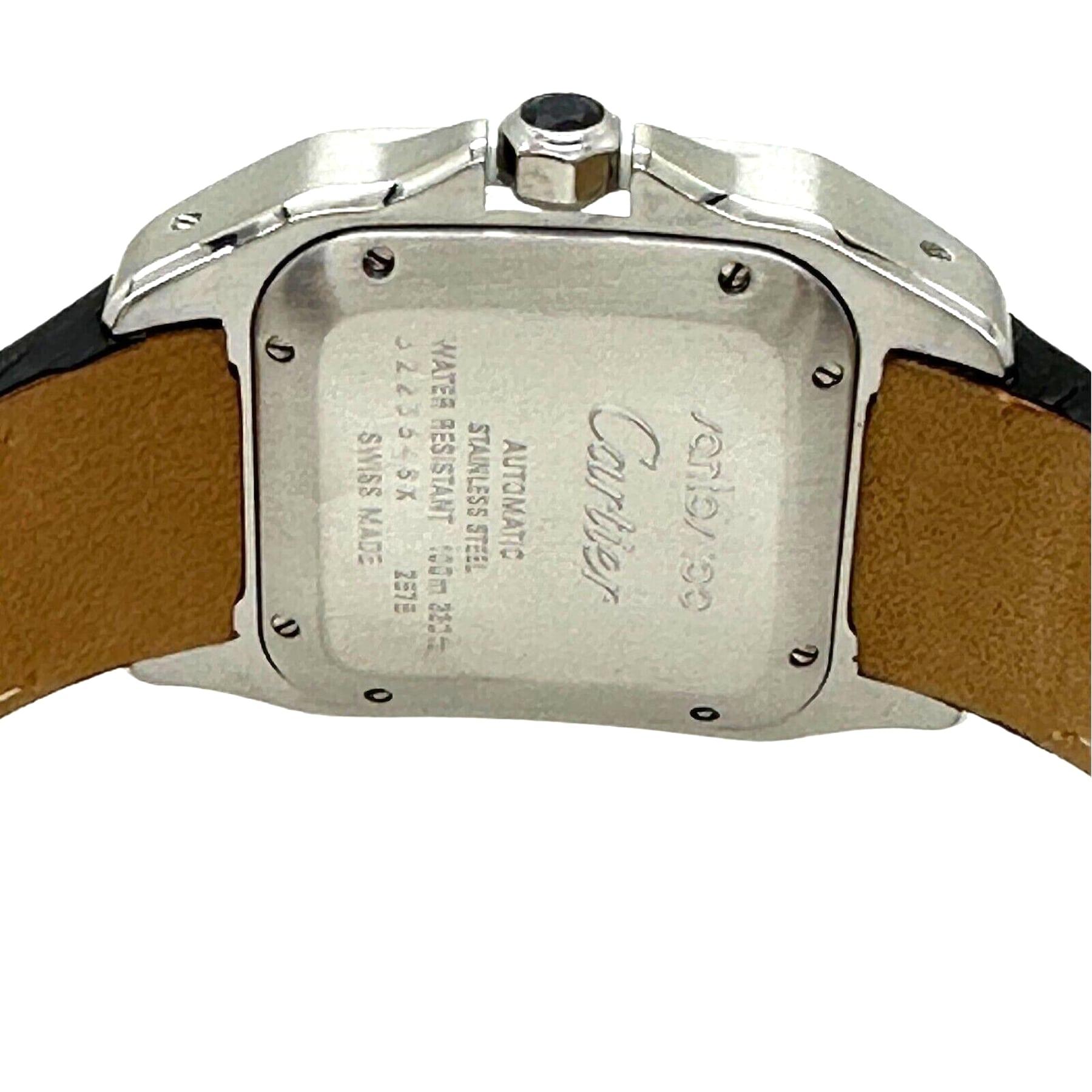 Cartier Ref 2878 Santos 100 18K Rose Gold Stainless Steel Leather Strap For Sale 3