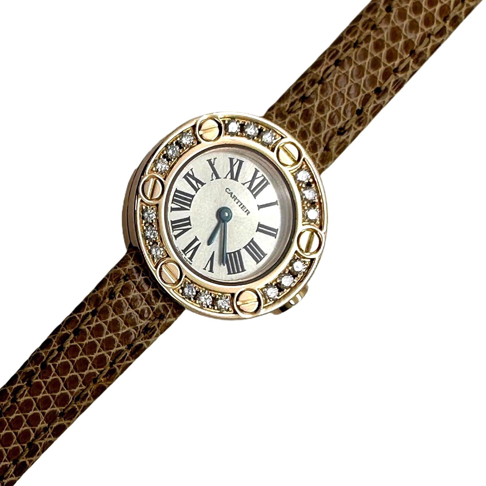 Cartier Réf. 2977 Ladies Love Diamond Bezel en or rose 18 carats avec sangle en cuir en vente 1