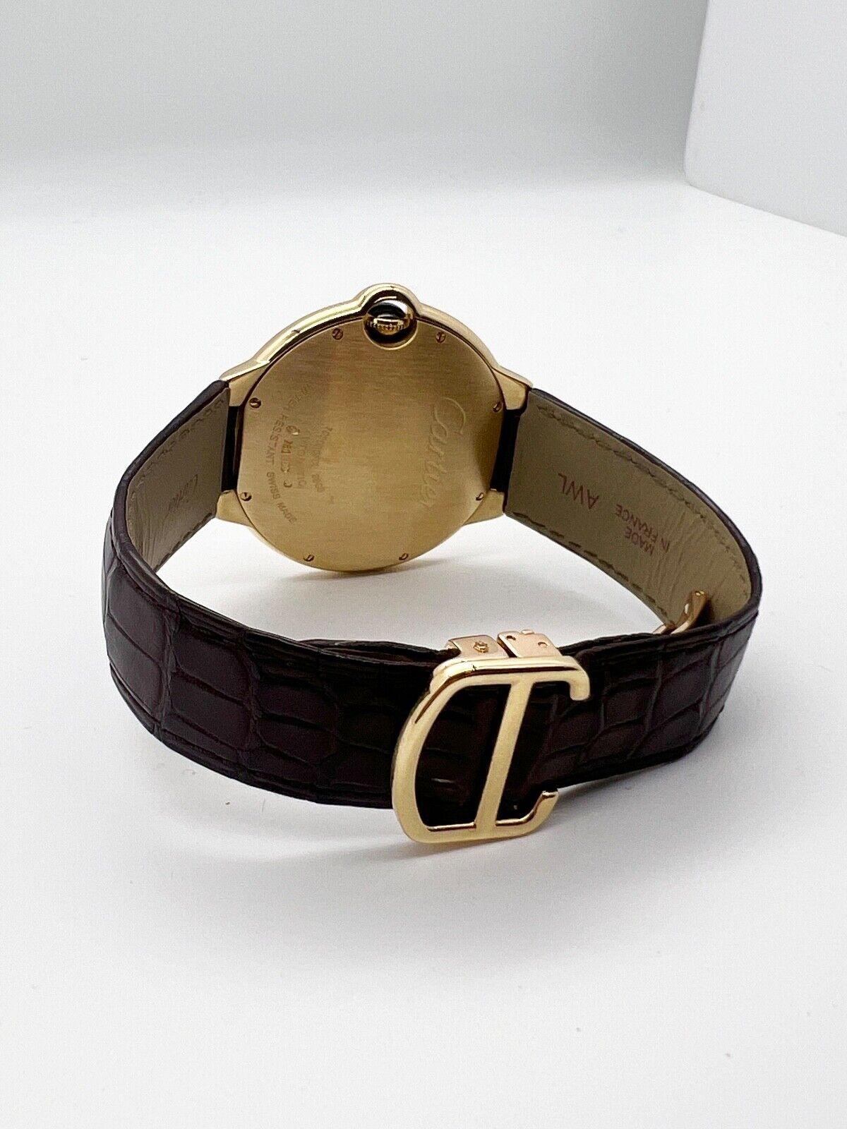 Cartier Ref 2998 Ballon Bleu 42mm Oro giallo 18K Cinturino in pelle In condizioni ottime in vendita a San Diego, CA